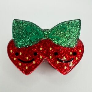 Double Glittery Strawberry Hair Clip New